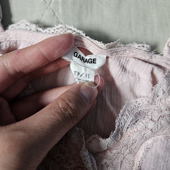GARAGE Lace Tie Front Button Up Cami Pink XS - Picture 2 of 7
